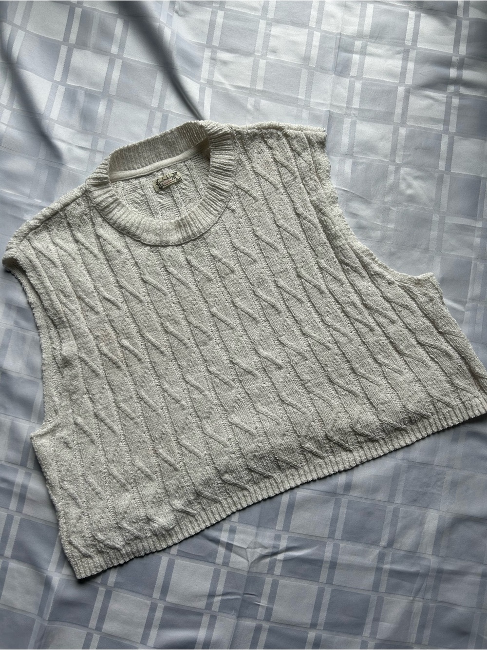Free People Cable Knit Sleeveless Oversized Sweater Vest